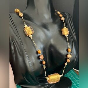 Gold filled orange dyed freshwater pearl necklace